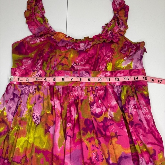 Maggy London Petites Pink Floral Ruffle Dress | Size 10P - Picture 6 of 7